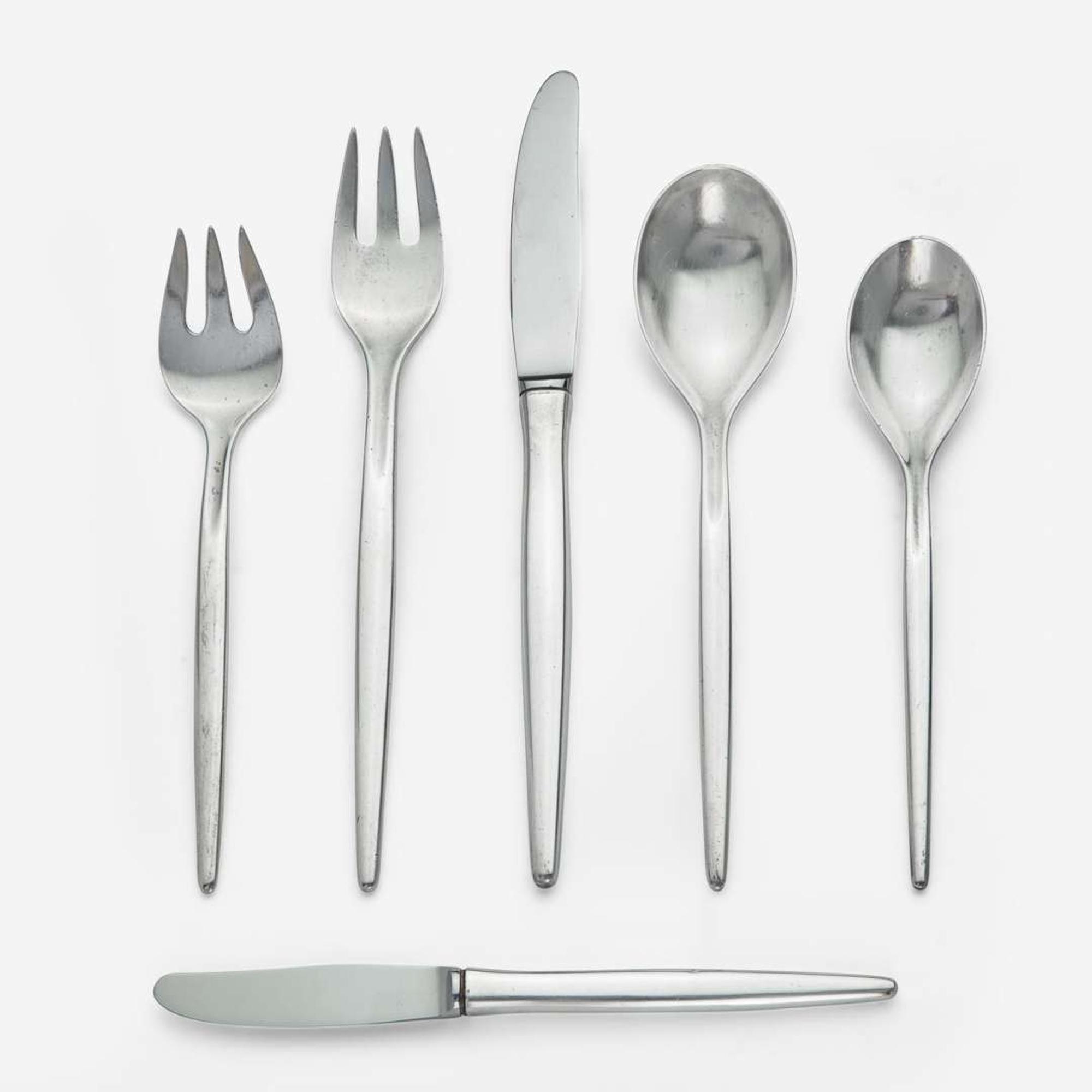 Ole Hagen, designer (Danish, 1913-1984), A. Michelsen, maker (Danish, 19th/20th century) "Tulip" Six-Piece Service for Seven with Extras, Denmark, Designed 1953, the Present Lot circa 1953-65