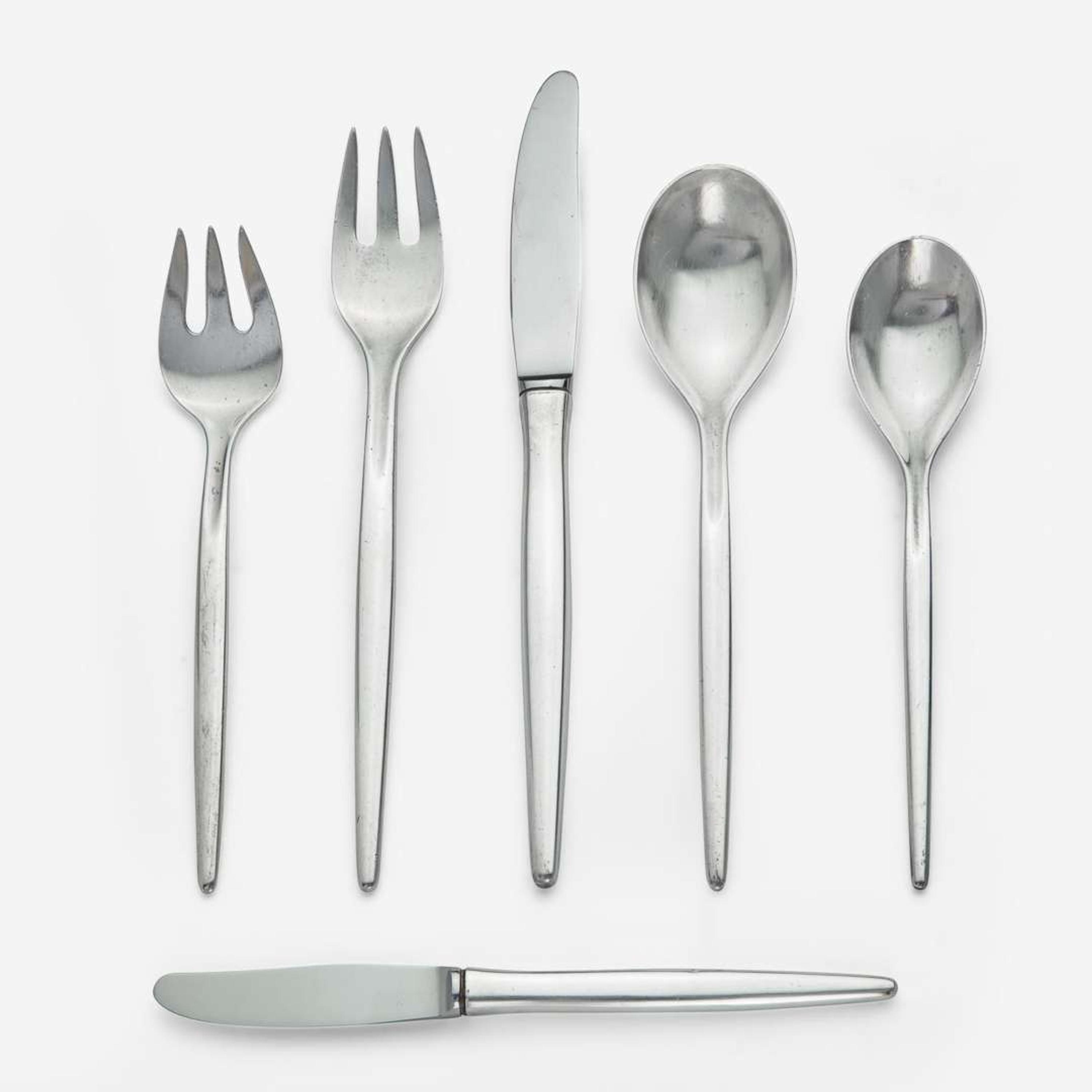 Ole Hagen, designer (Danish, 1913-1984), A. Michelsen, maker (Danish, 19th/20th century) "Tulip" Six-Piece Service for Seven with Extras, Denmark, Designed 1953, the Present Lot circa 1953-65