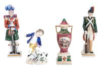 Four Continental Porcelain Articles Height of tallest 7 5/8 inches.