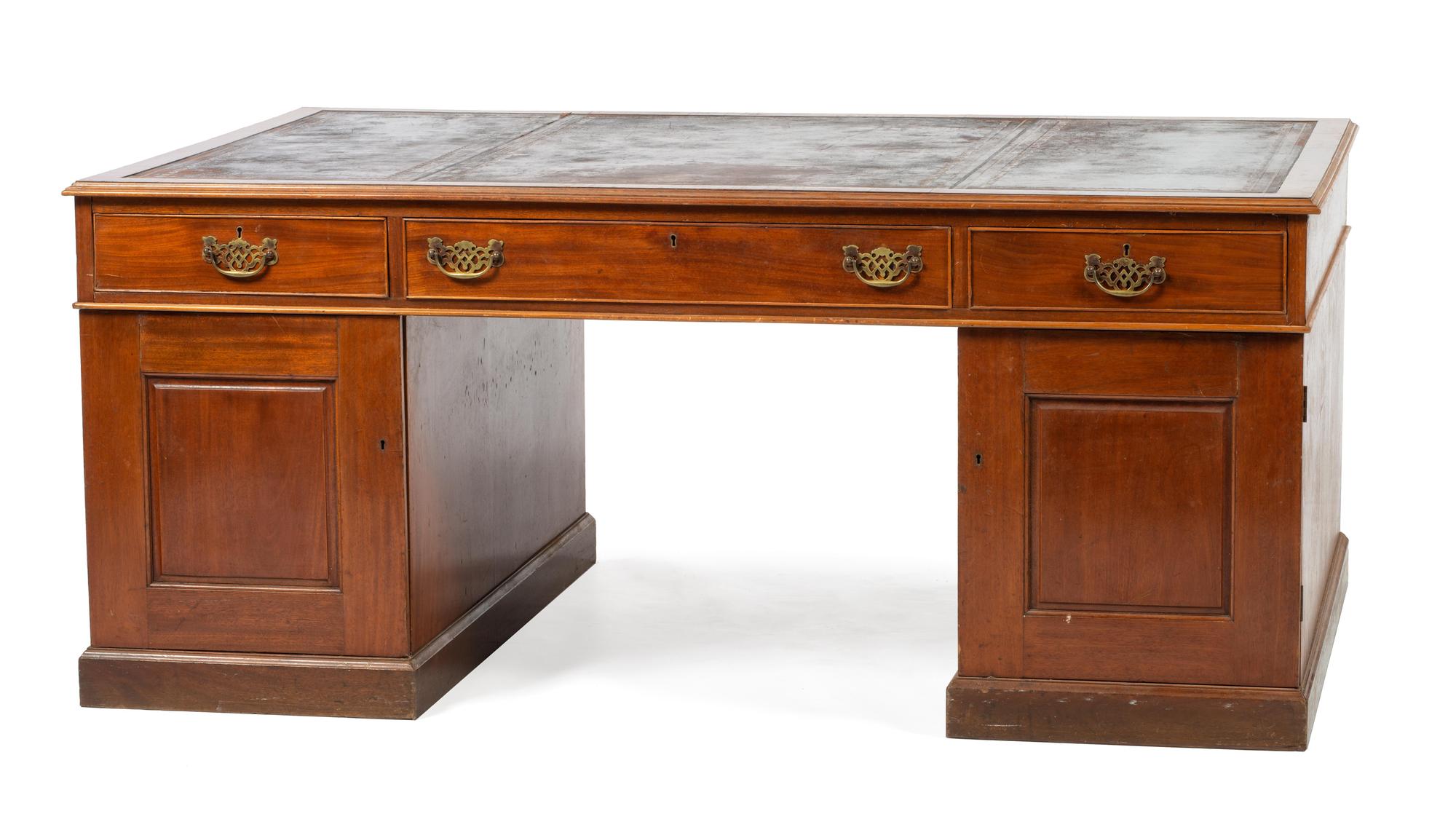 A Chippendale Style Mahogany Partners Desk