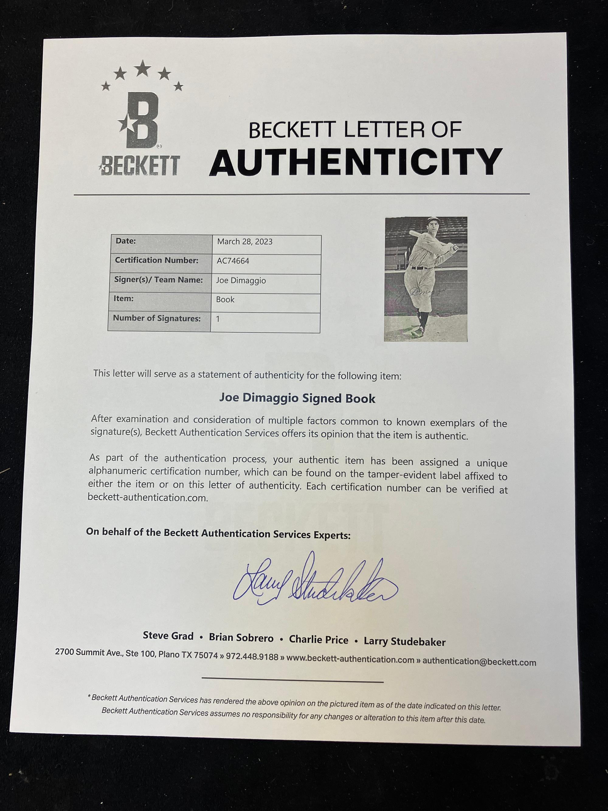 A Group of Two Joe DiMaggio Signed Autograph Album Book Sets (Beckett Authentication Services Letters),