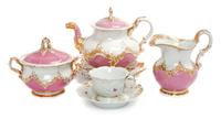 A Meissen Three-Piece Tea Set Height of teapot 6 1/2 inches.