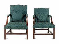 Two George III Style Mahogany Library Chairs
