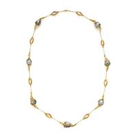 Yvel, Cultured Pearl and Yellow Gold Station Necklace