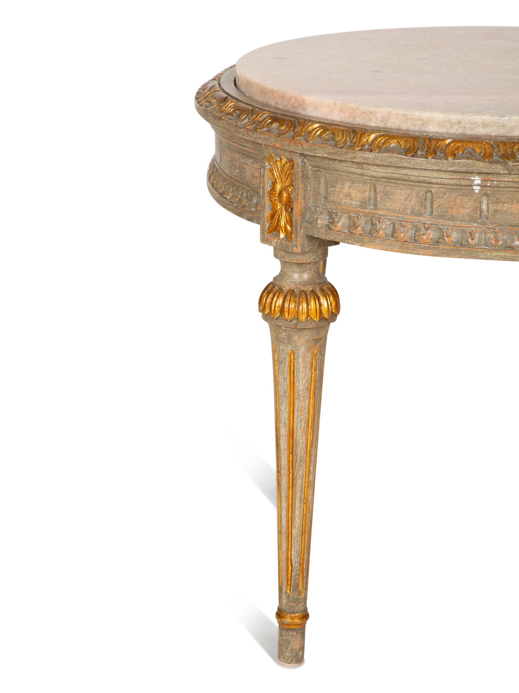 A Louis XVI Style Painted Stone-Top Occasional Table
