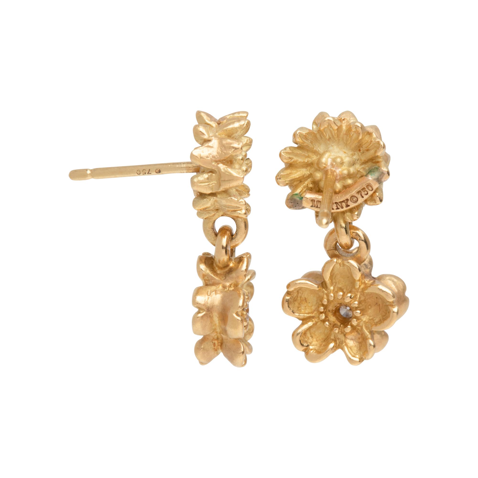 YELLOW GOLD AND DIAMOND FLOWER SET