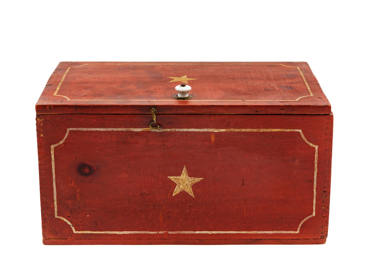 A Federal Red and White Painted Pine Box