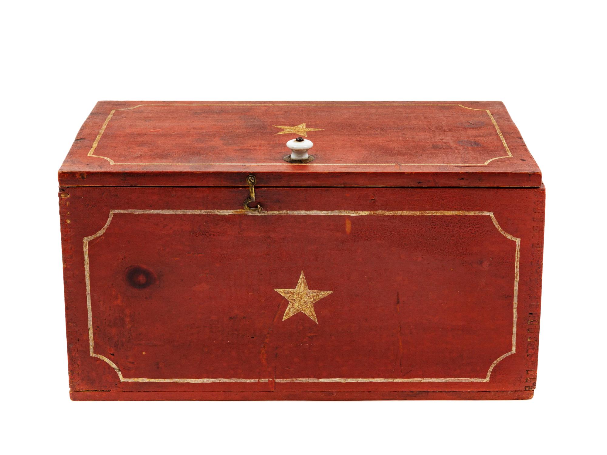 A Federal Red and White Painted Pine Box