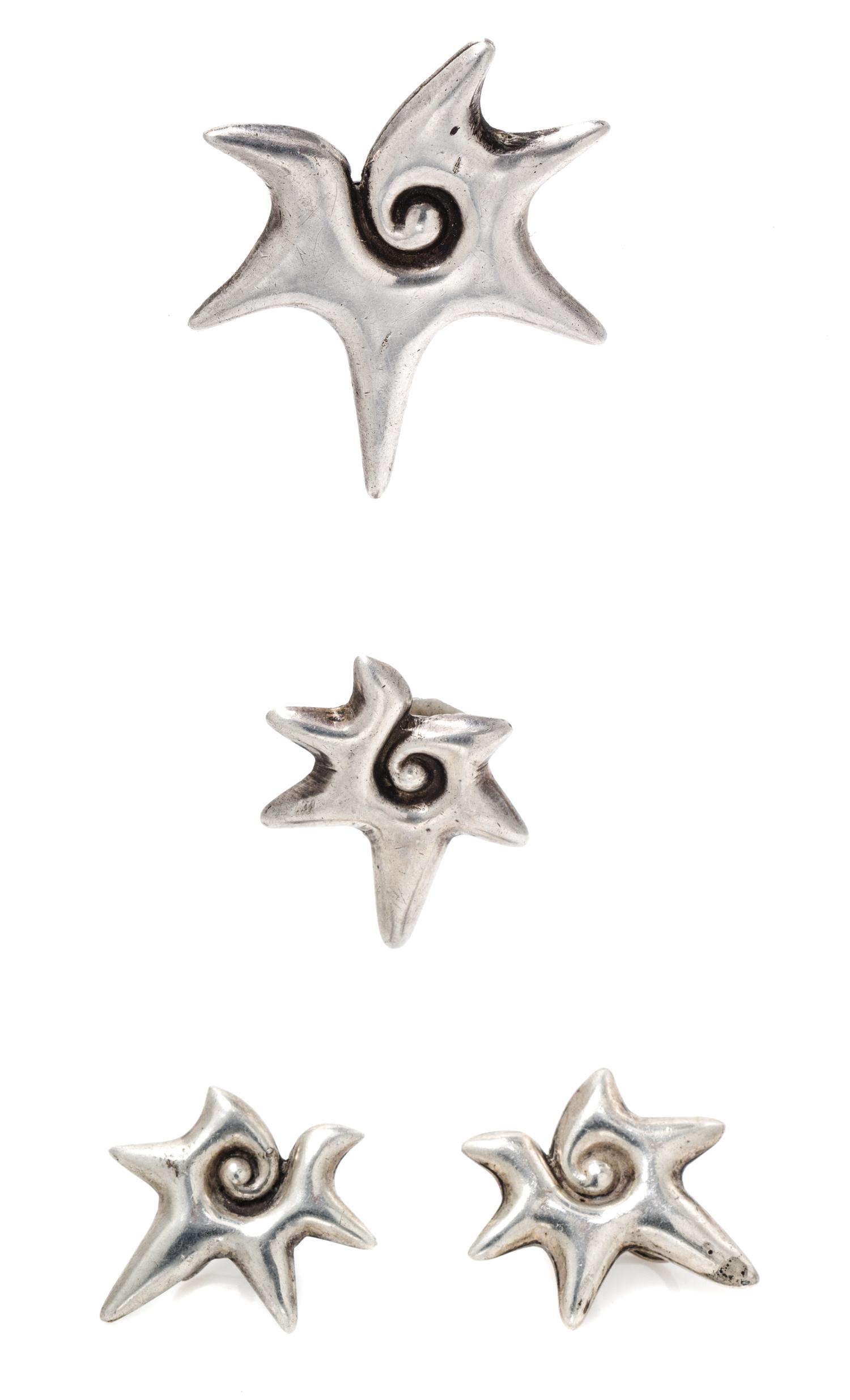 A Silver Starfish Motif Parure, William Spratling, Circa 1940's, 25.10 dwts.