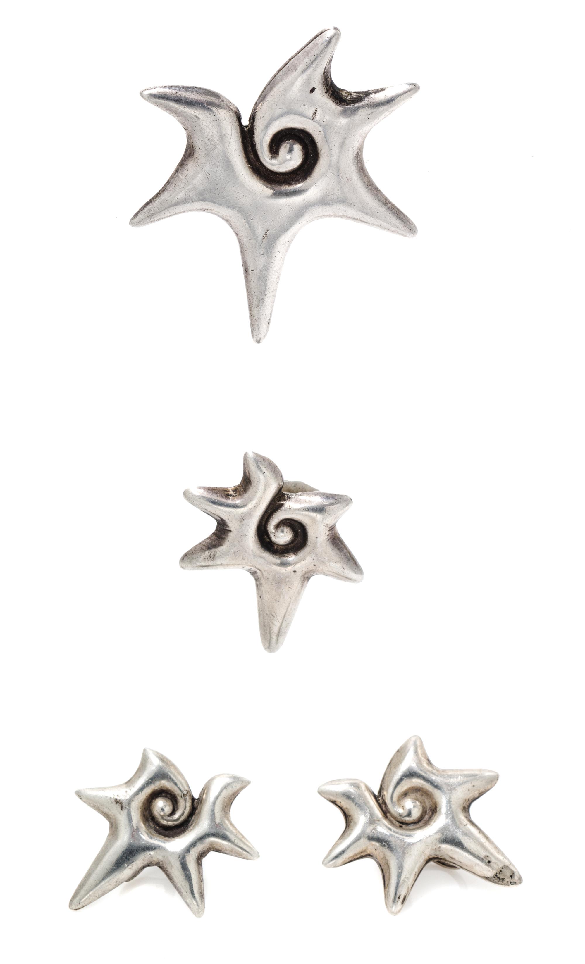 A Silver Starfish Motif Parure, William Spratling, Circa 1940's, 25.10 dwts.