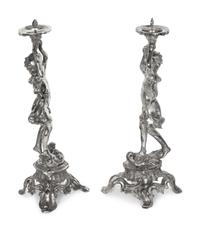 A Pair of Silvered Metal Figures