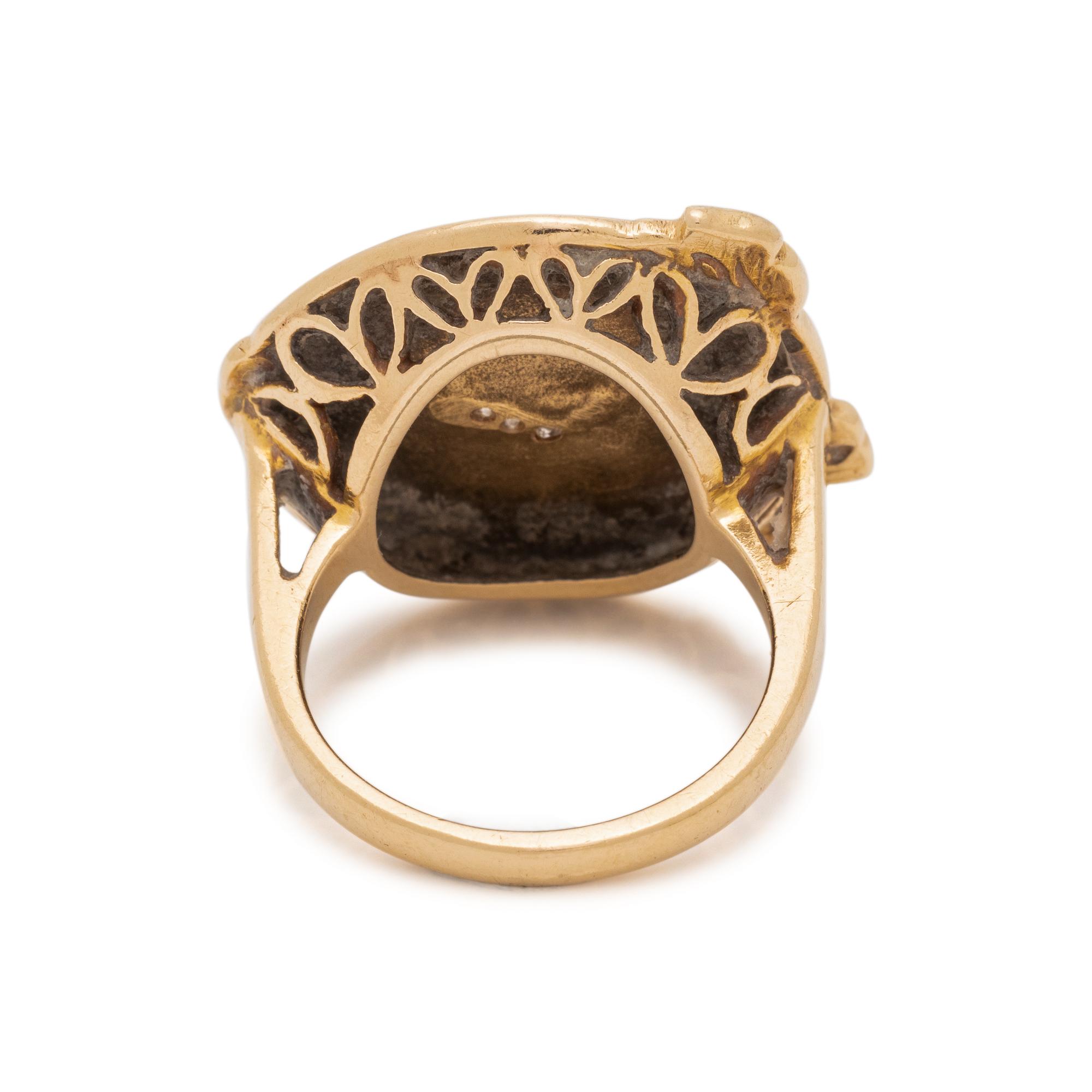 ART NOUVEAU, YELLOW GOLD AND DIAMOND RING