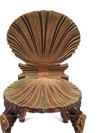 A Pair of Venetian Grotto Style Painted and Parcel Gilt Chairs
