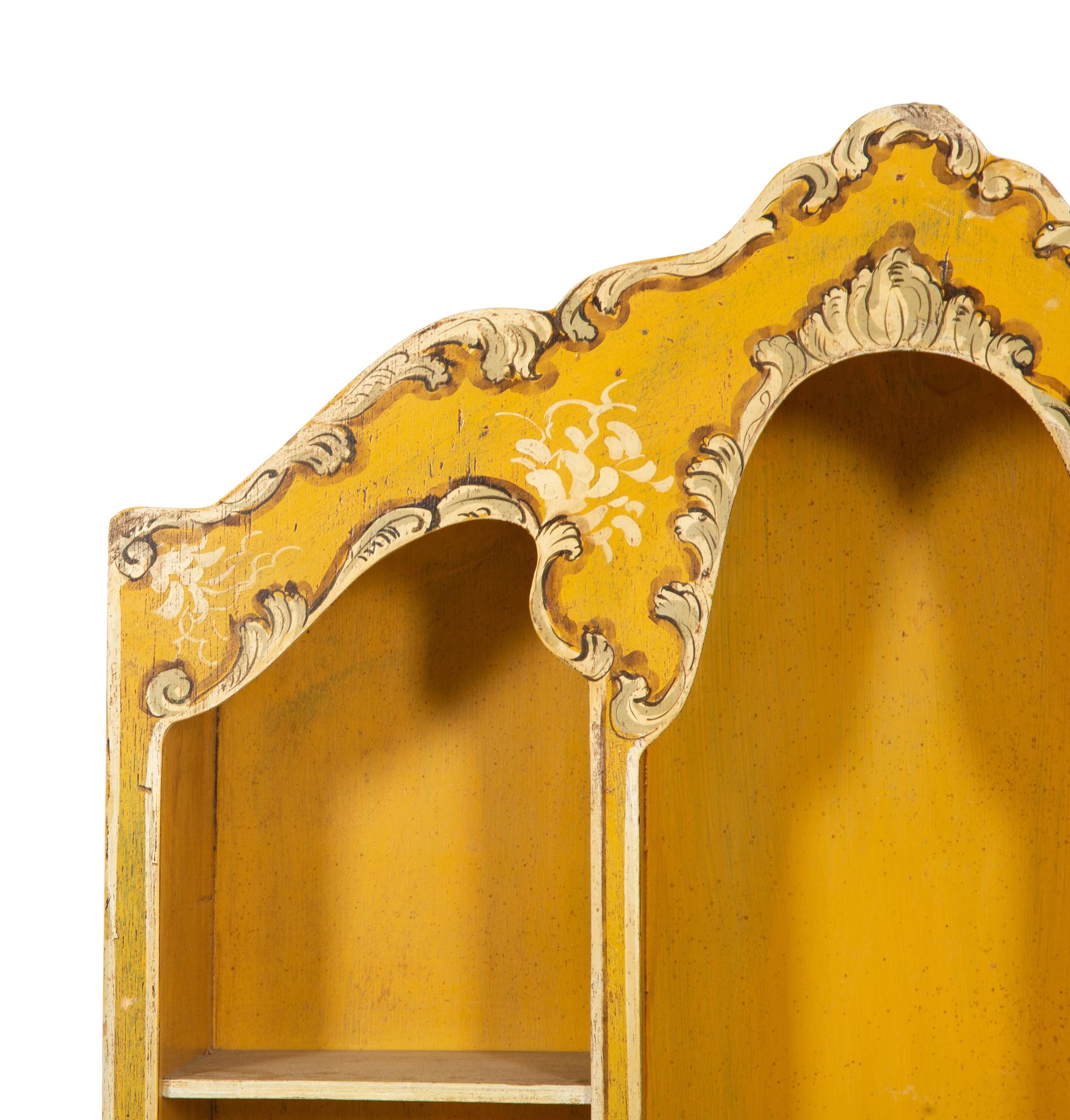 An Italian Painted Hanging Wall Display Cabinet
