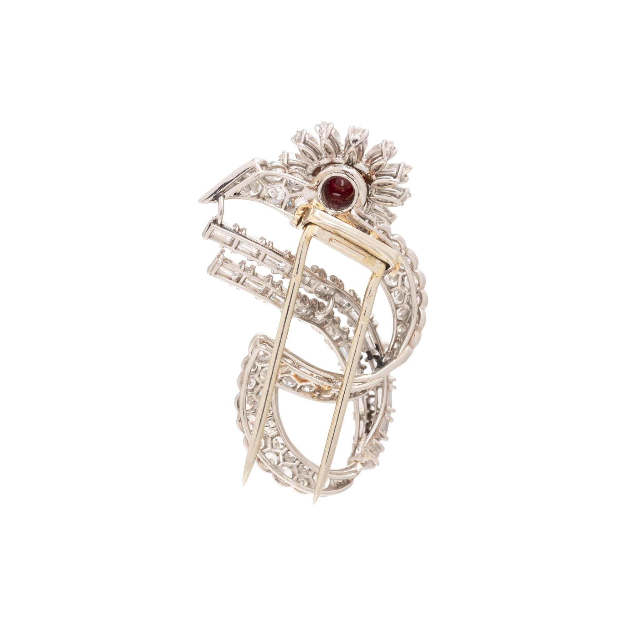 CARTIER, PARIS, RUBY AND DIAMOND SPRAY BROOCH