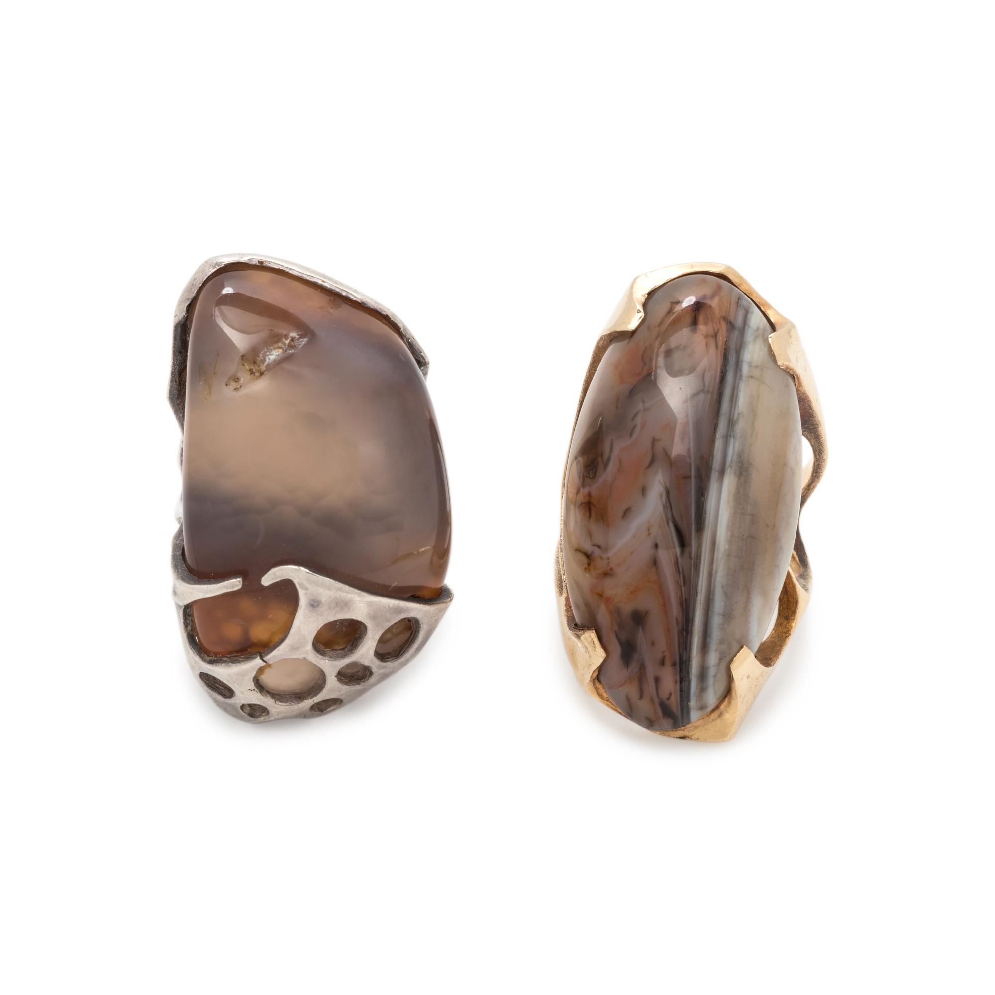 COLLECTION OF MODERNIST AGATE RINGS
