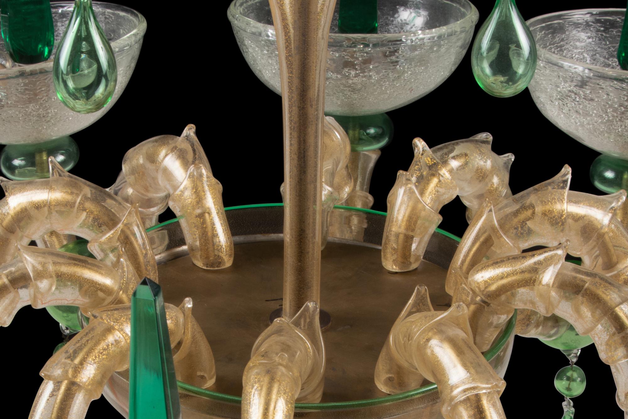 A Murano Glass Fifteen-Light Chandelier Designed by André Arbus (French, 1903-1969) for Veronese