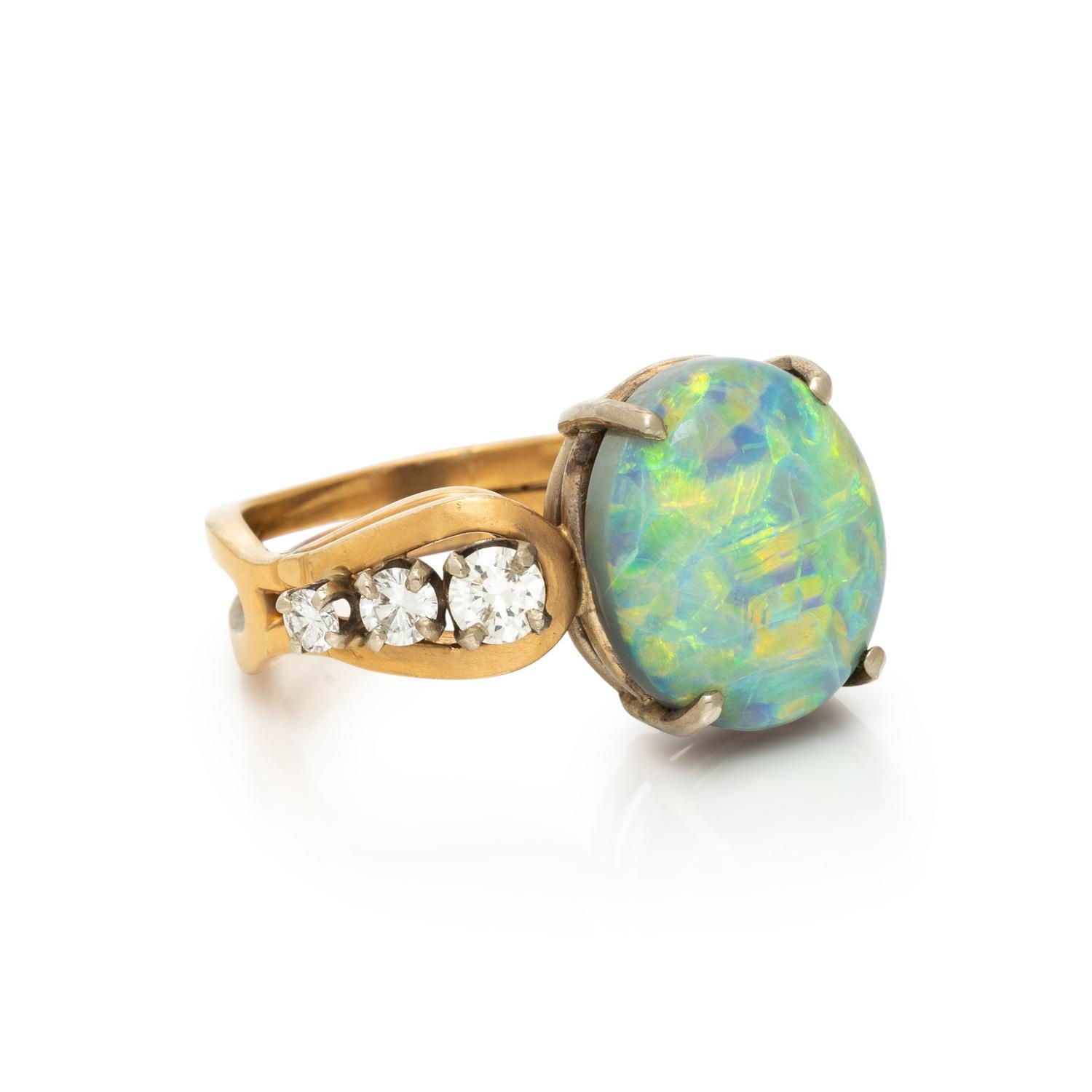 OPAL AND DIAMOND RING