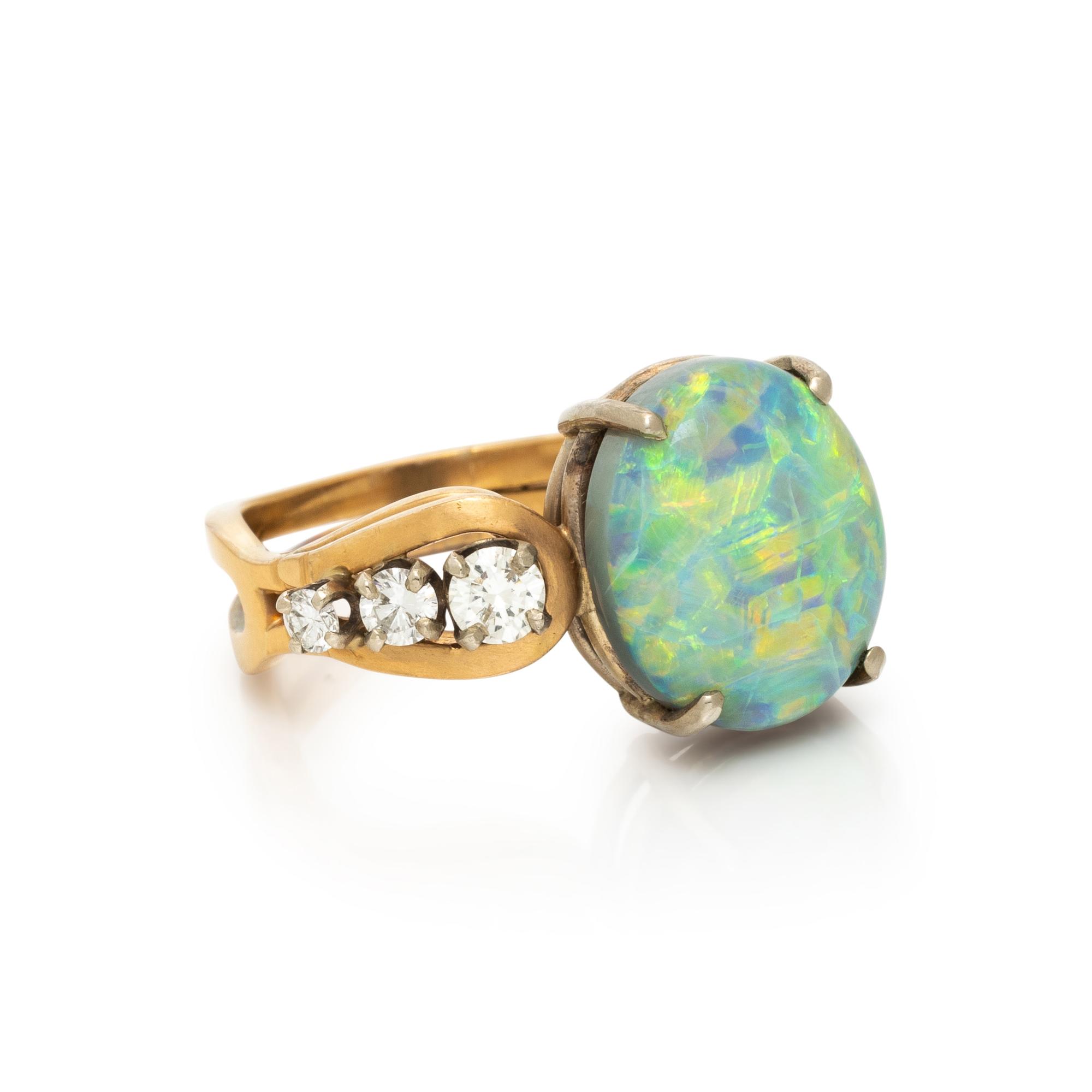 OPAL AND DIAMOND RING