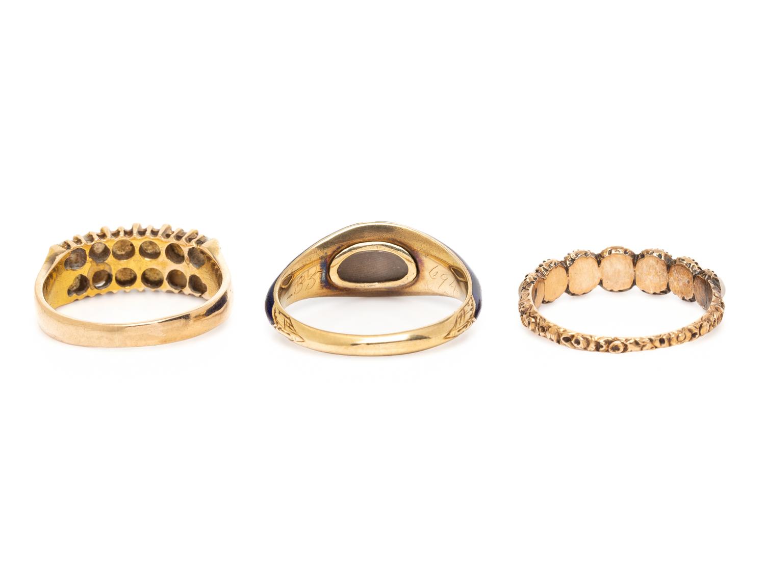 ANTIQUE, COLLECTION OF YELLOW GOLD AND SEED PEARL RINGS