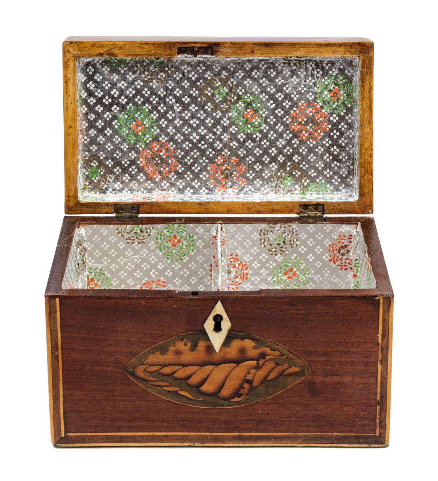 An English Tea Caddy Width 7 1/2 inches.