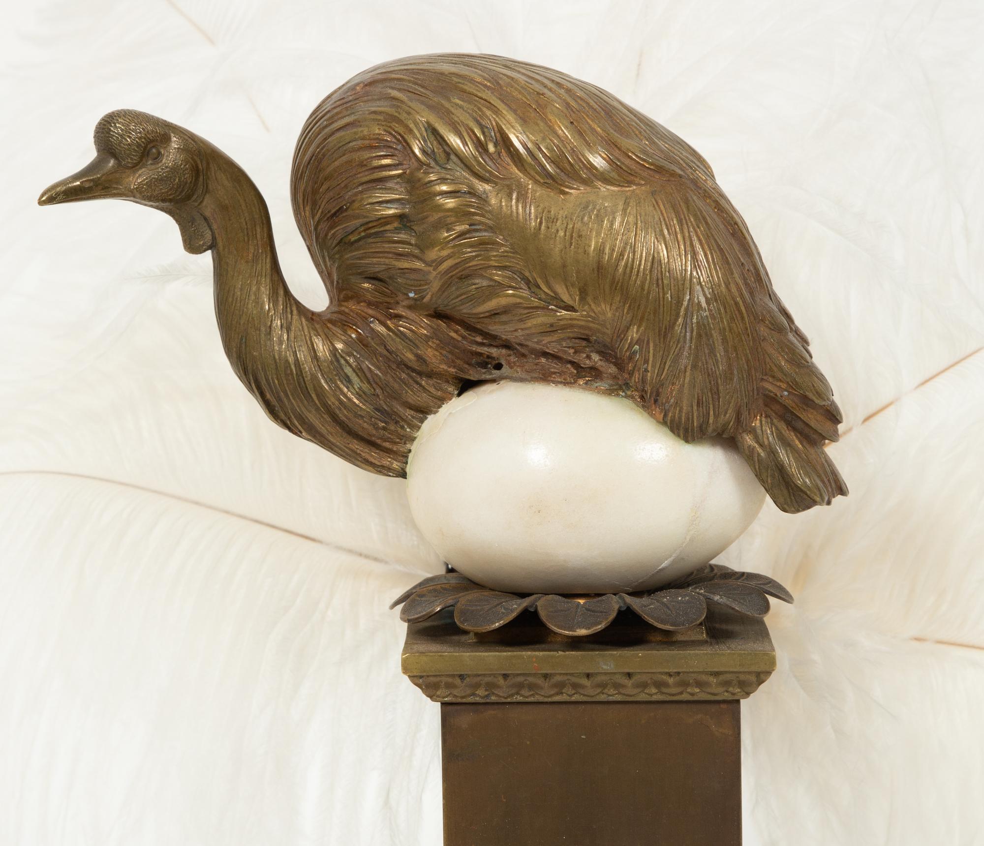 An Anthony Redmile Gilt Bronze Ostrich, Egg and Feather Ornament