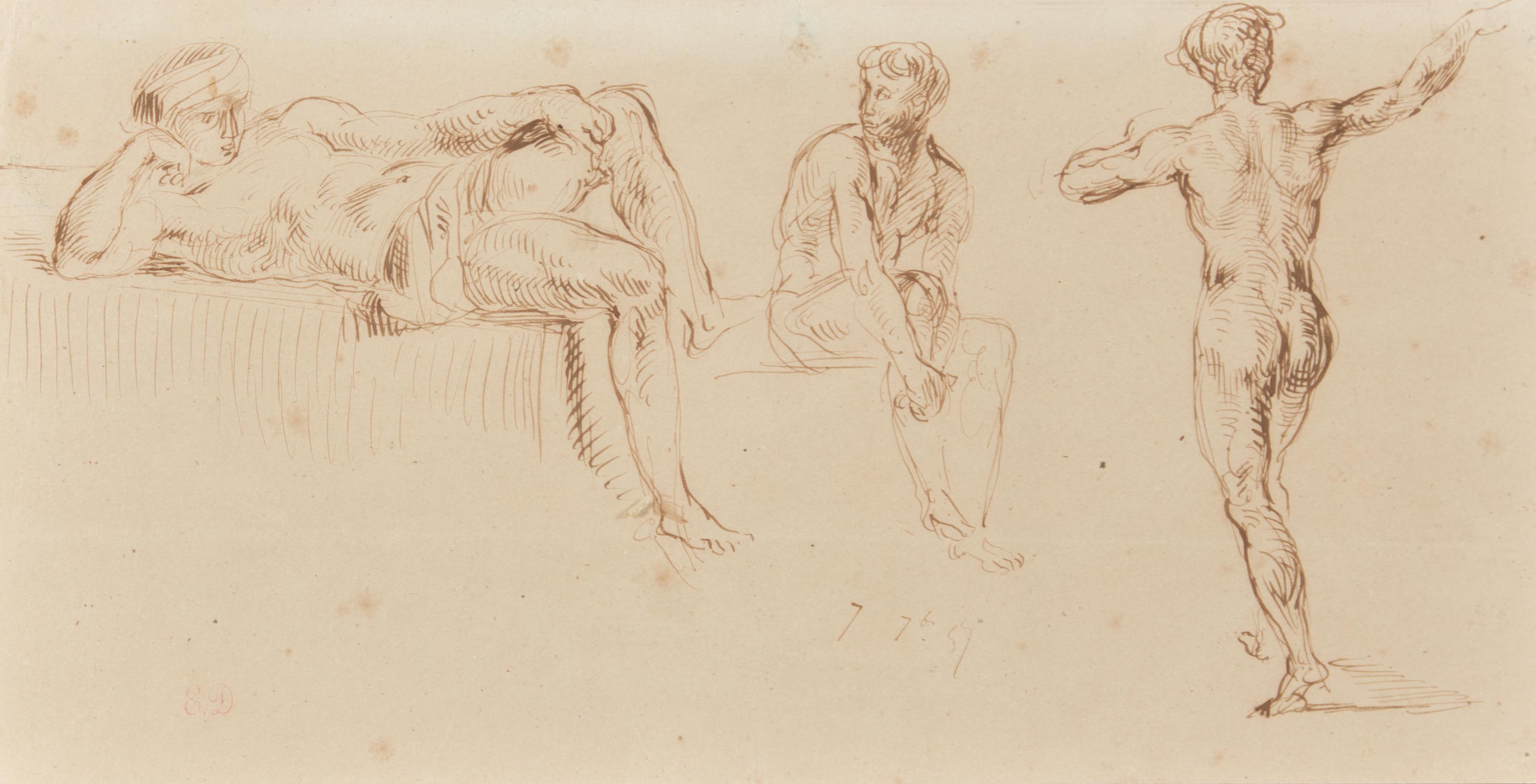 Étude de trois hommes nus