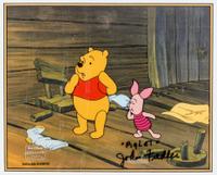 (WALT DISNEY STUDIOS) Celluloid of Winnie the Pooh and Piglet. Size of frame 14 1/2 x 16 3/4 inches. Signed.