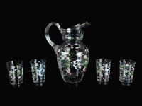 An Enameled Glass Drink Service
