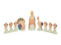 Nine Herend Porcelain Bird Figurines