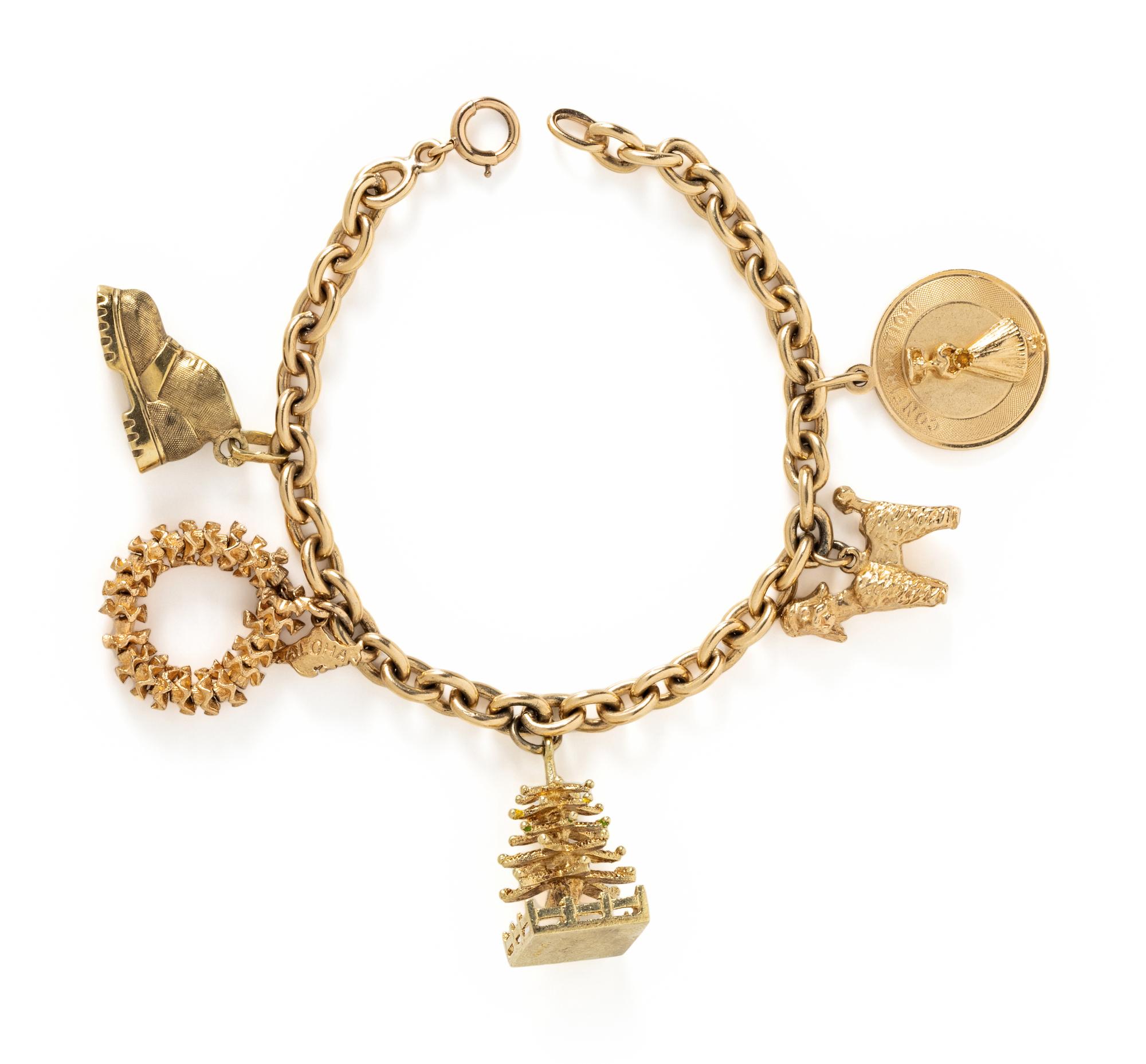 YELLOW GOLD CHARM BRACELET