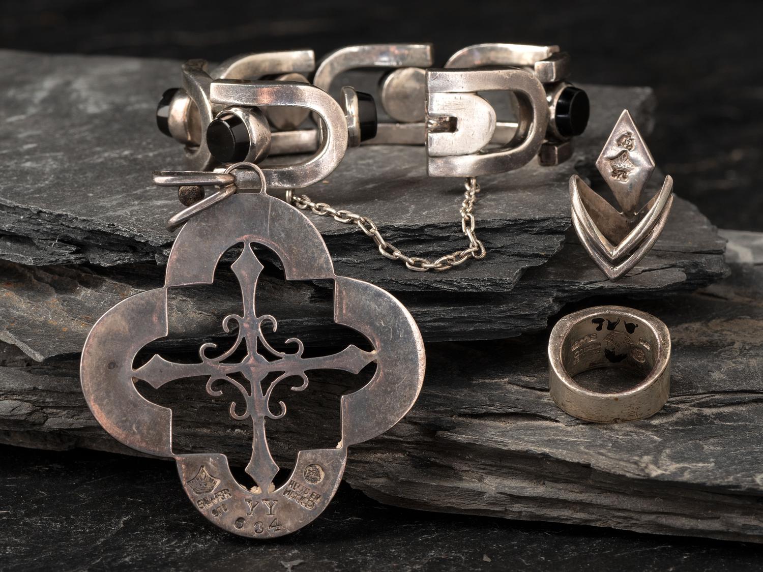 Taxco Silver and Onyx Jewelry
