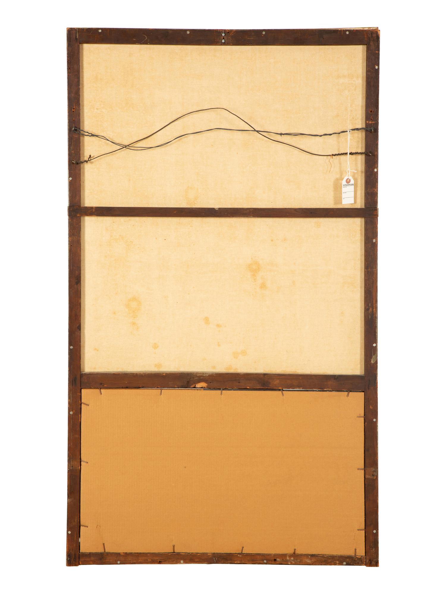 A Continental Gilt Framed Trumeau Mirror with an Oil on Canvas Panel — 19th Century