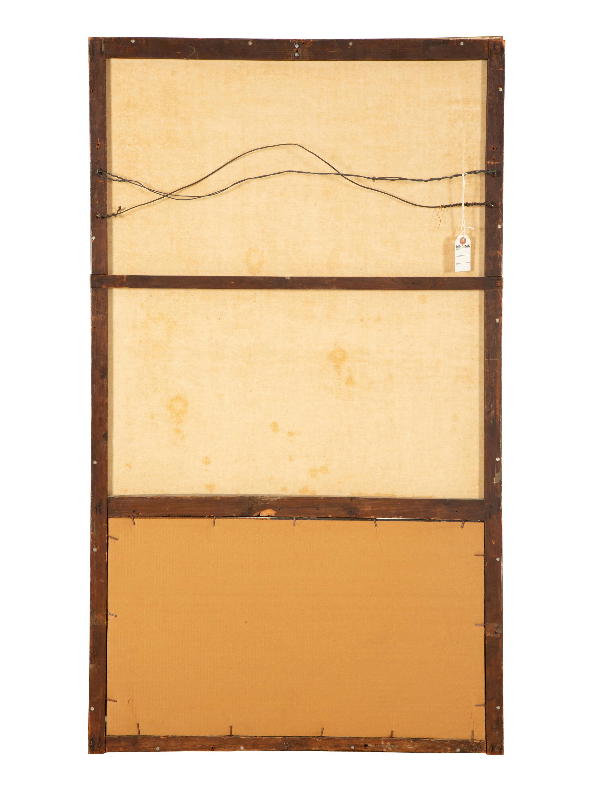 A Continental Gilt Framed Trumeau Mirror with an Oil on Canvas Panel — 19th Century