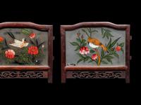 Three Chinese Painted on Glass and Wood Lanterns