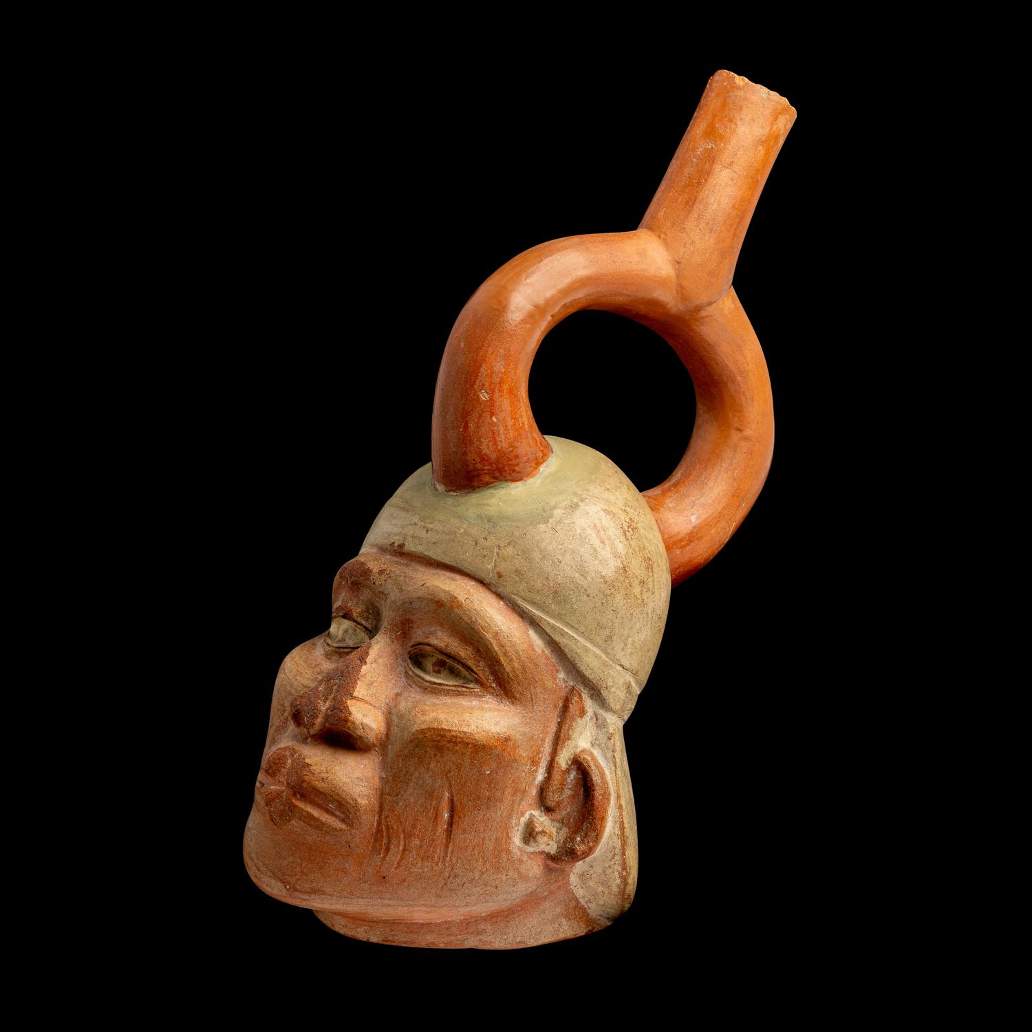 A Moche Stirrup Vessel in the Form of a Portrait Head