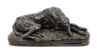 A Scottish Deerhound Sculpture Width 12 inches. — AFTER JOSEPH GAYRARD (French, 1807-1855)