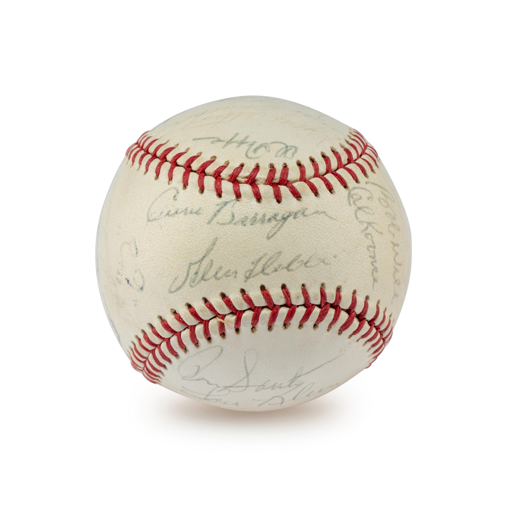 A 1962 Chicago Cubs Team Signed Autograph Baseball Including Rookie Era Lou Brock Signature (Beckett Authentication Services)