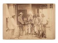GRABILL, John C.H. (1849-1903), photographer. Cheyenne chiefs and interpreter visit Colonel Oelrichs in Oelrichs, Dakota, 1887.