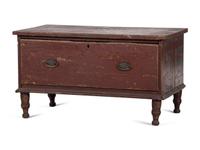 A Federal Red-Painted Cherrywood and Poplar One Drawer Chest