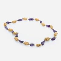 An 18K, yellow gold and amethyst necklace Arezzo in Italy