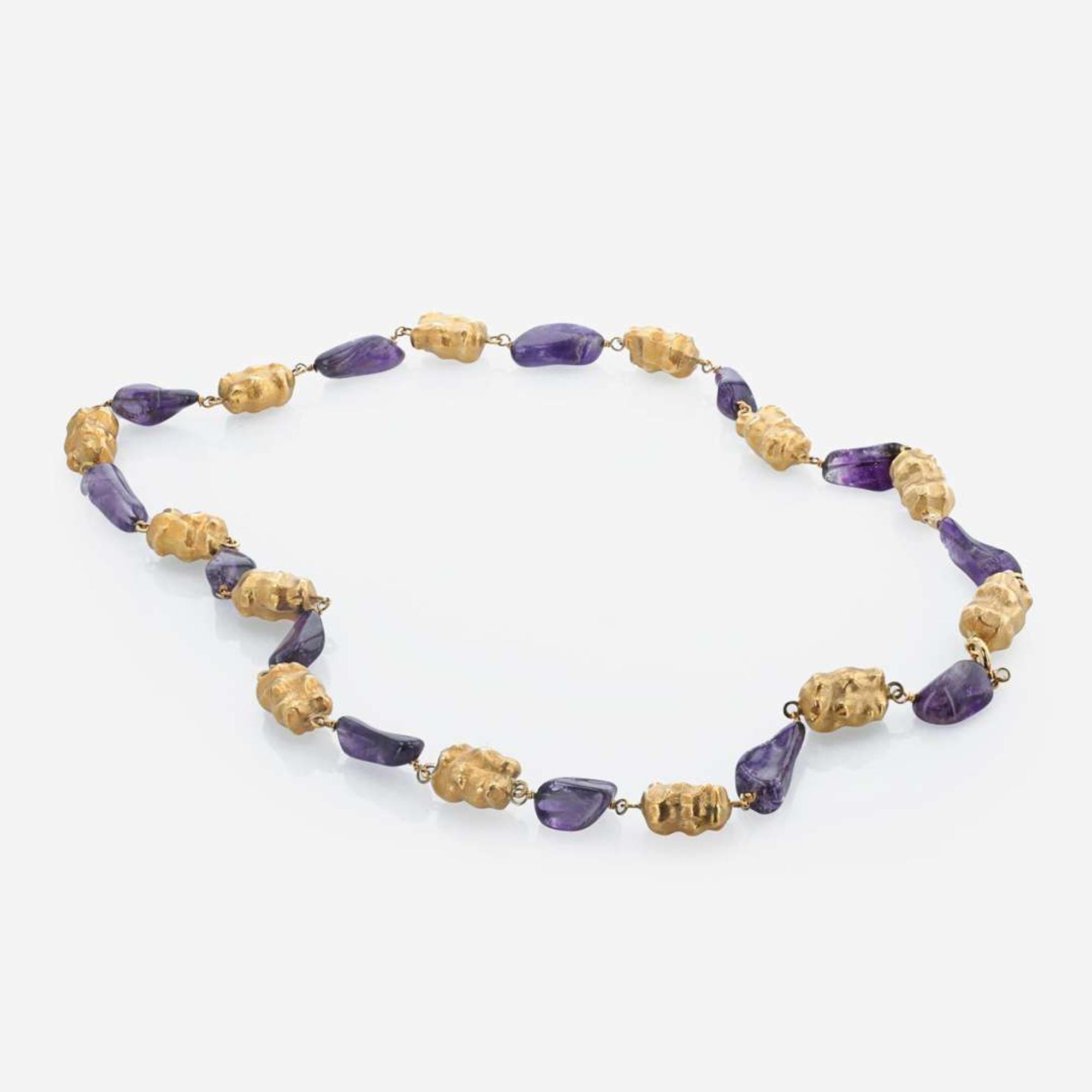 An 18K, yellow gold and amethyst necklace Arezzo in Italy