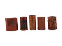 Five Chinese Bamboo Brush Pots, Bitong