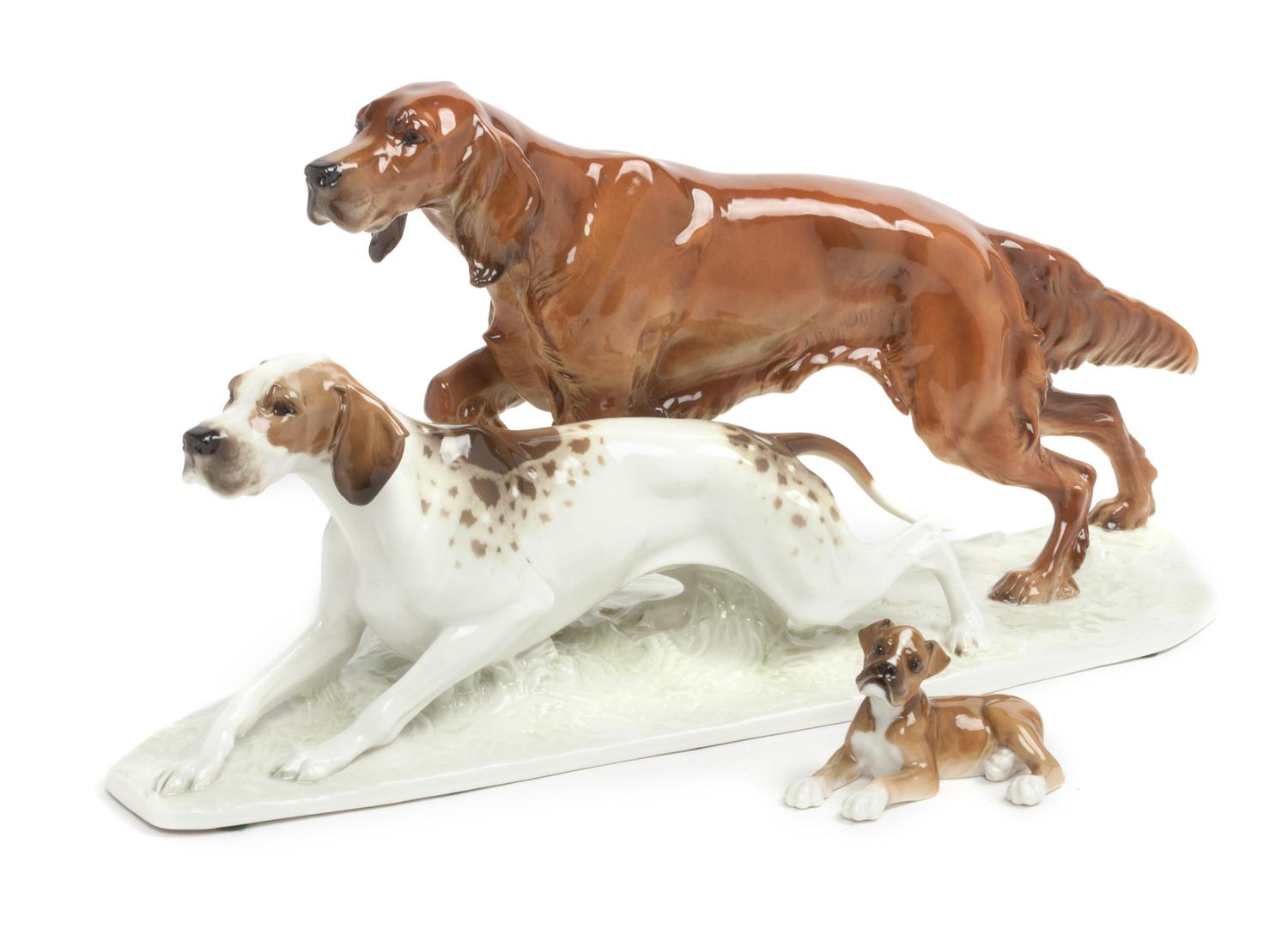 Two Hutschenreuther Porcelain Figures or Figural Groups Width of wider 18 1/4 inches. — 20TH CENTURY