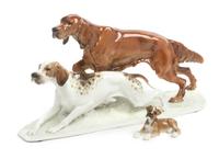 Two Hutschenreuther Porcelain Figures or Figural Groups Width of wider 18 1/4 inches. — 20TH CENTURY