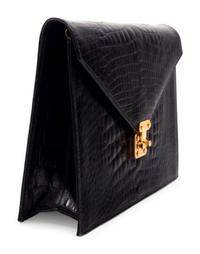 Lana Marks Black Alligator Envelope Hand Bag