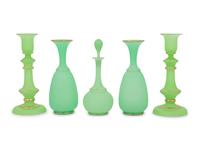 Five Apple Green Opaline Glass Articles