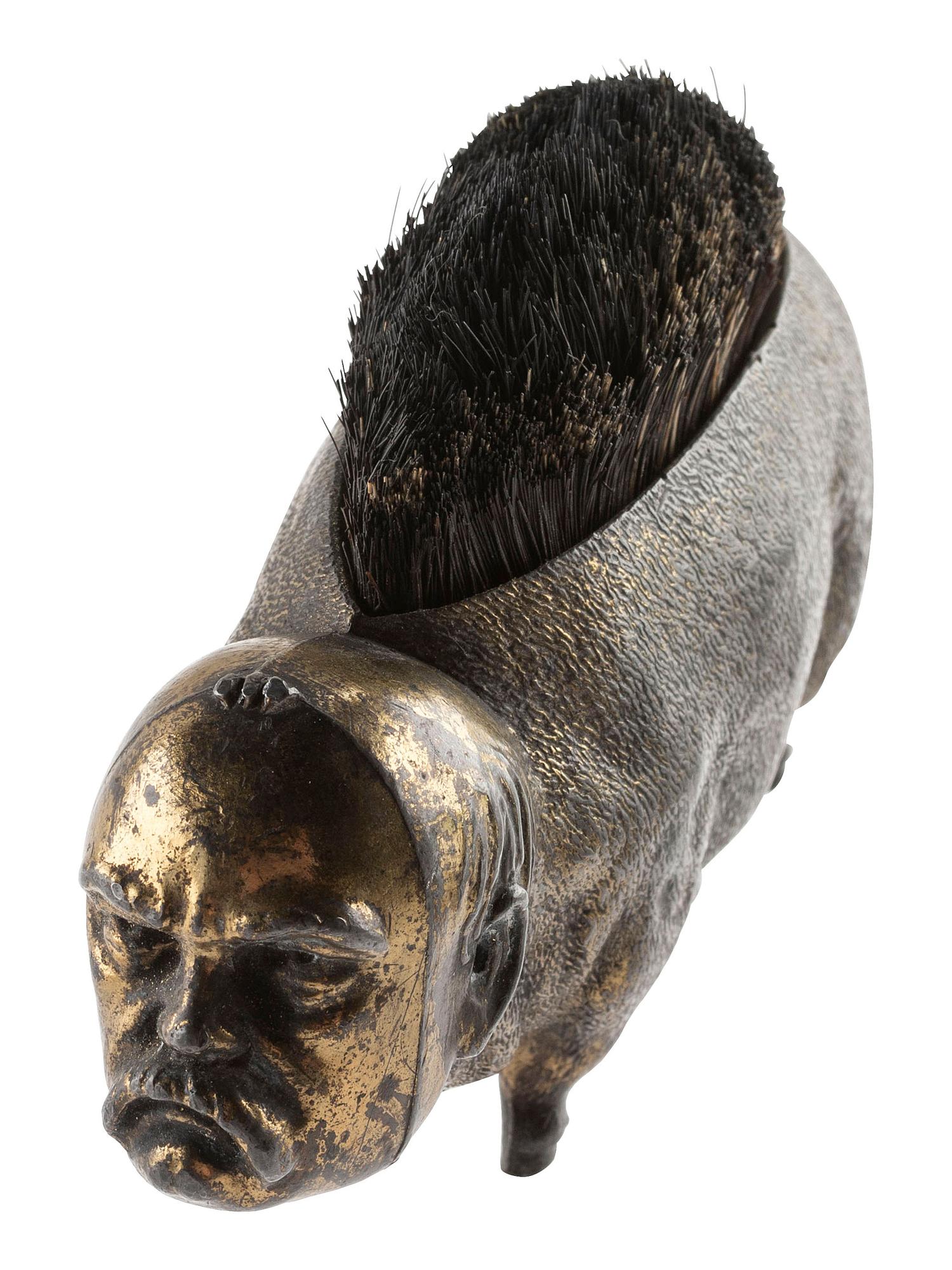 [POLITICS IN AMERICA]. Anti-Grover Cleveland figural shoe brush. Ca 1884.