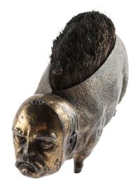 [POLITICS IN AMERICA]. Anti-Grover Cleveland figural shoe brush. Ca 1884.