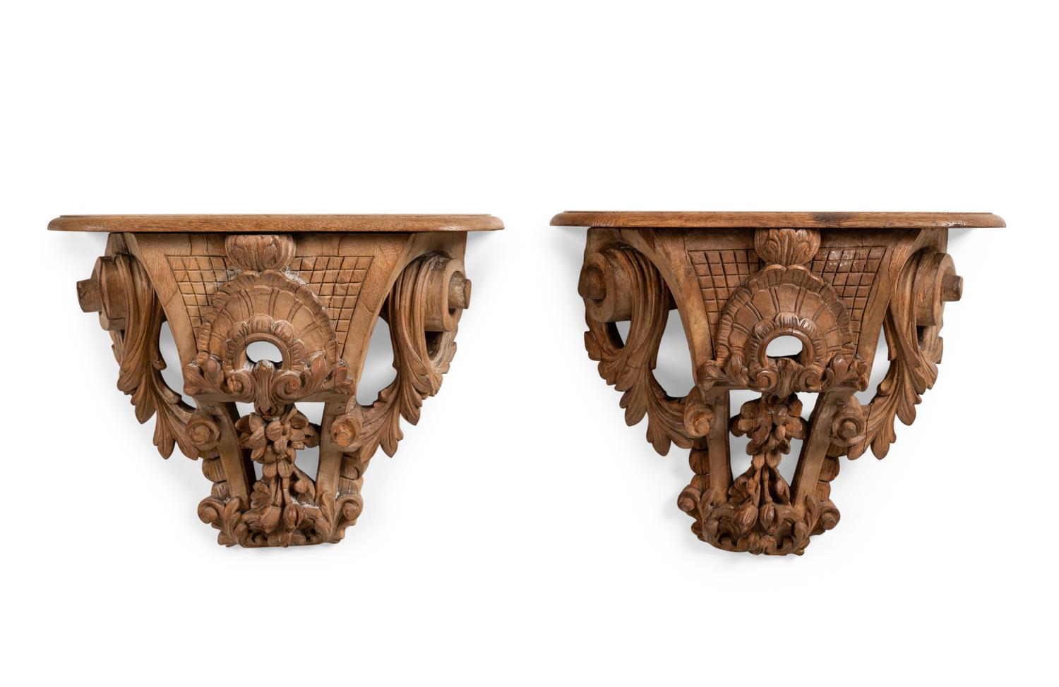 A Pair of French Carved Beechwood Brackets